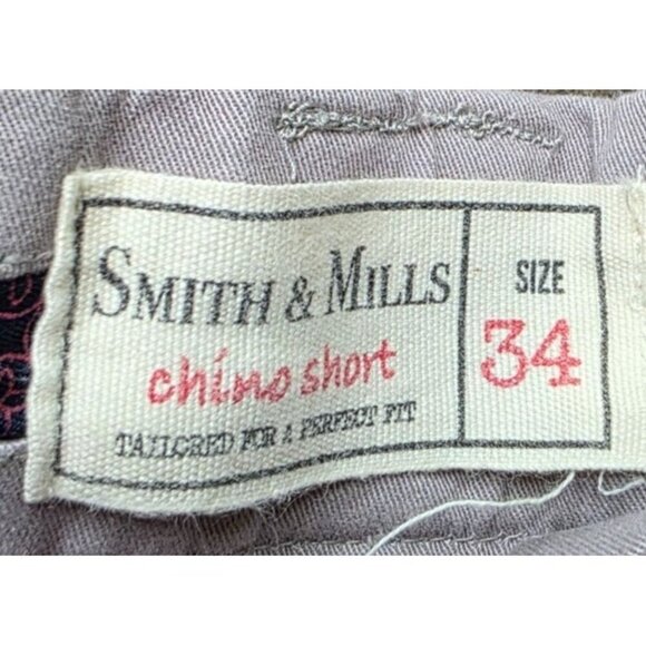Smith & Mills Mens Chino Shorts Size 34 Light Beige Cotton Blend Tailored Fit - Picture 2 of 9
